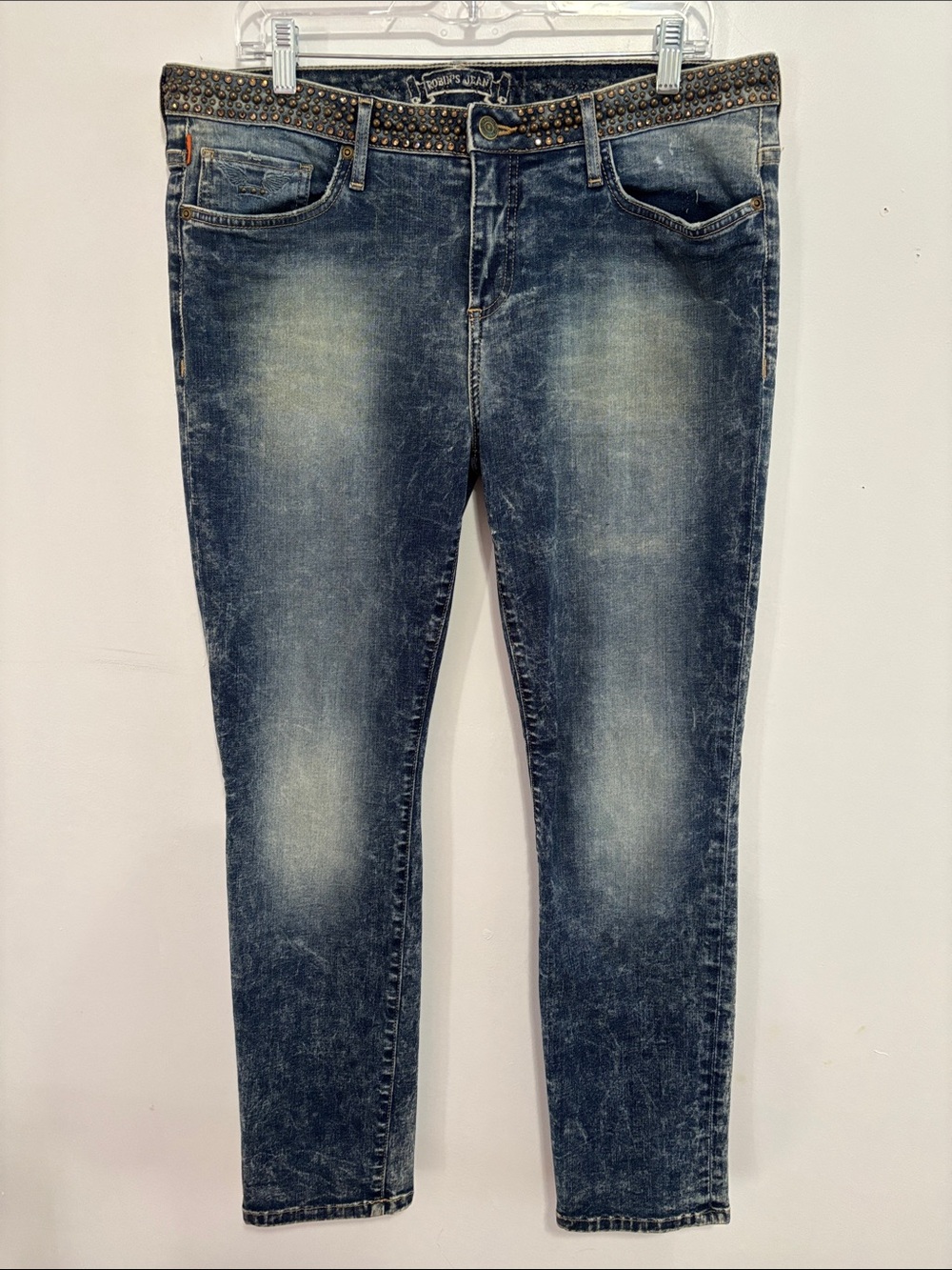 Robin’s Jean “Jack” Men’s Embellished Jeans Size 34 – Acid Mineral Wash
